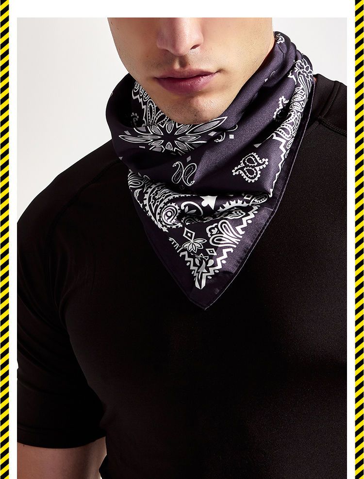 Foulard homme fleur de cajou design de mode crâne carré tendance Hip hop foulard de danse de rue foulard en soie femme_voghion.com