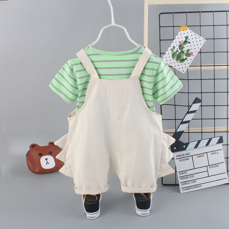 童装男宝宝夏季短袖套装2021新款3-4岁婴儿童夏装背带裤两件套潮5