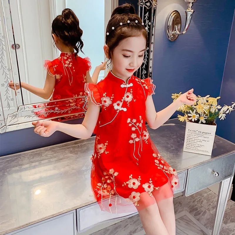 女童連衣裙夏裝2021新款中大兒童旗袍小女孩漢服超仙洋氣夏季裙子