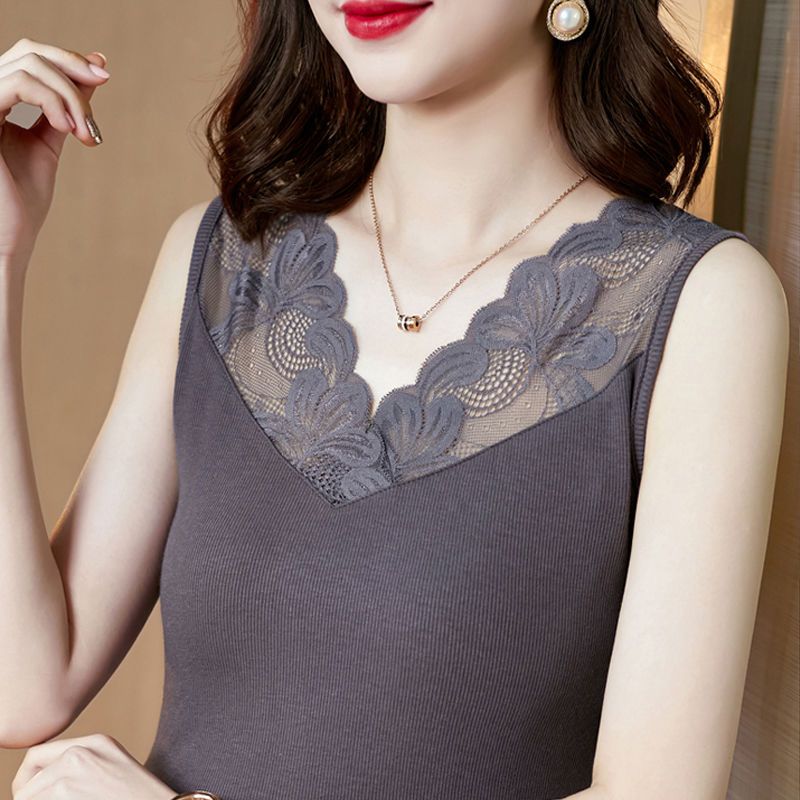 Summer black modal camisole women's inner wear summer jacket lace edge outer wear sleeveless suit bottoming shirt