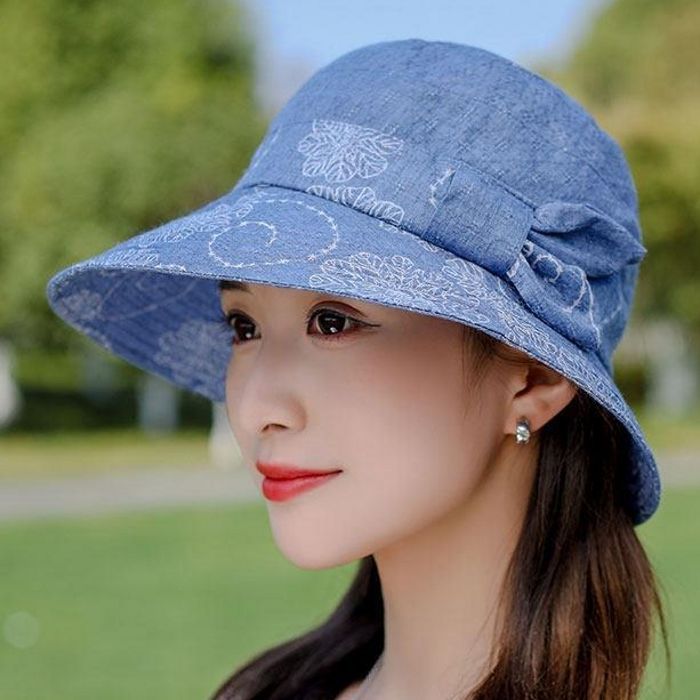 中老年帽子女夏印花遮阳帽可折叠渔夫帽防晒太阳帽中年妈妈盆帽