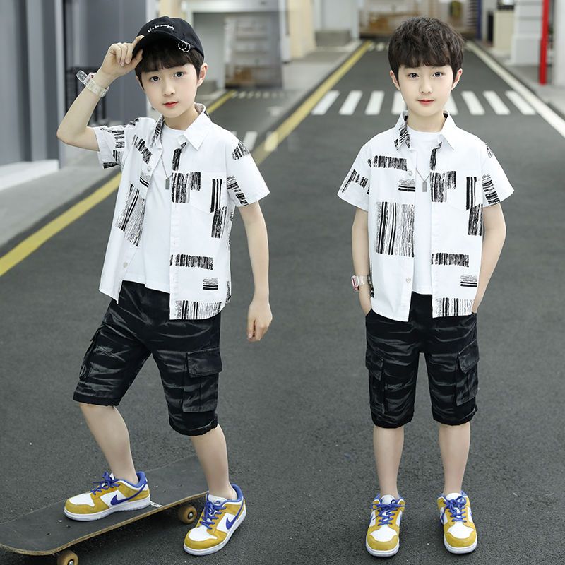 童装男童短袖套装夏装新款男孩儿童两件套帅洋气韩版休闲潮衣