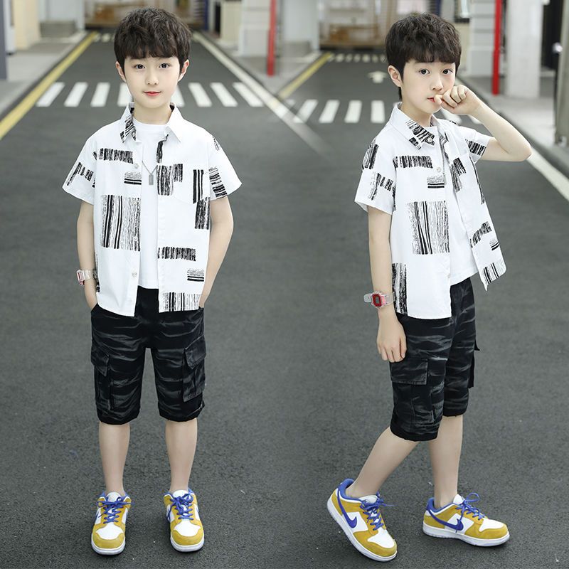 童装男童短袖套装夏装新款男孩儿童两件套帅洋气韩版休闲潮衣