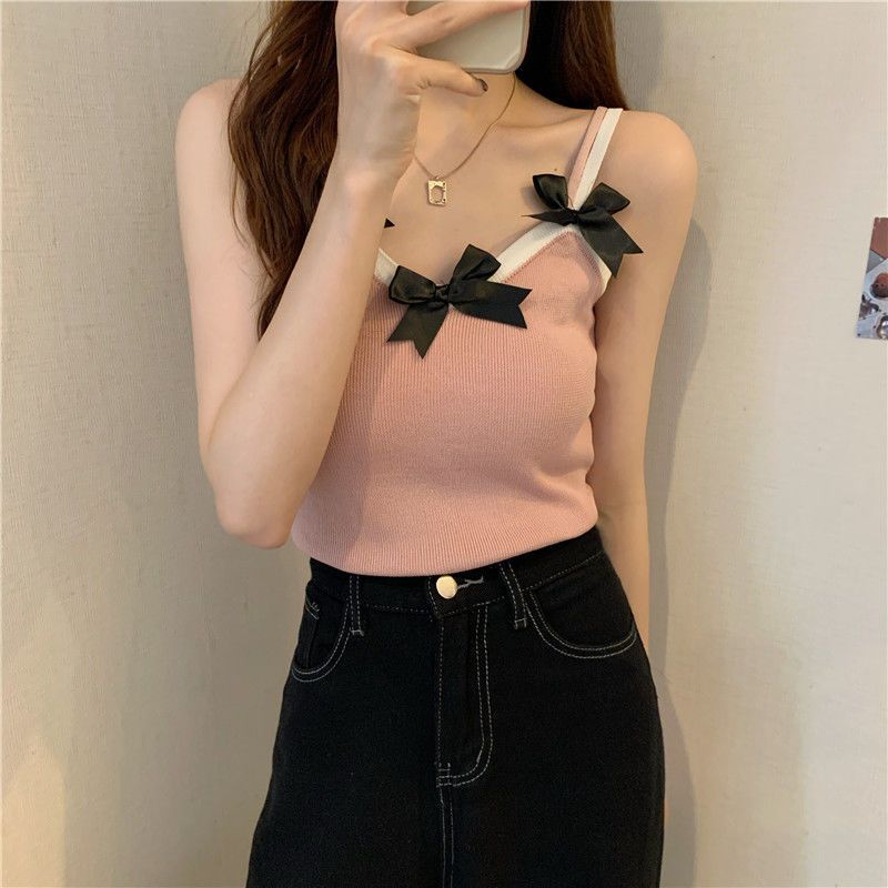 Summer design sense all-match girl camisole small vest women's short style inner wear slim fit western style top outer wear trendy