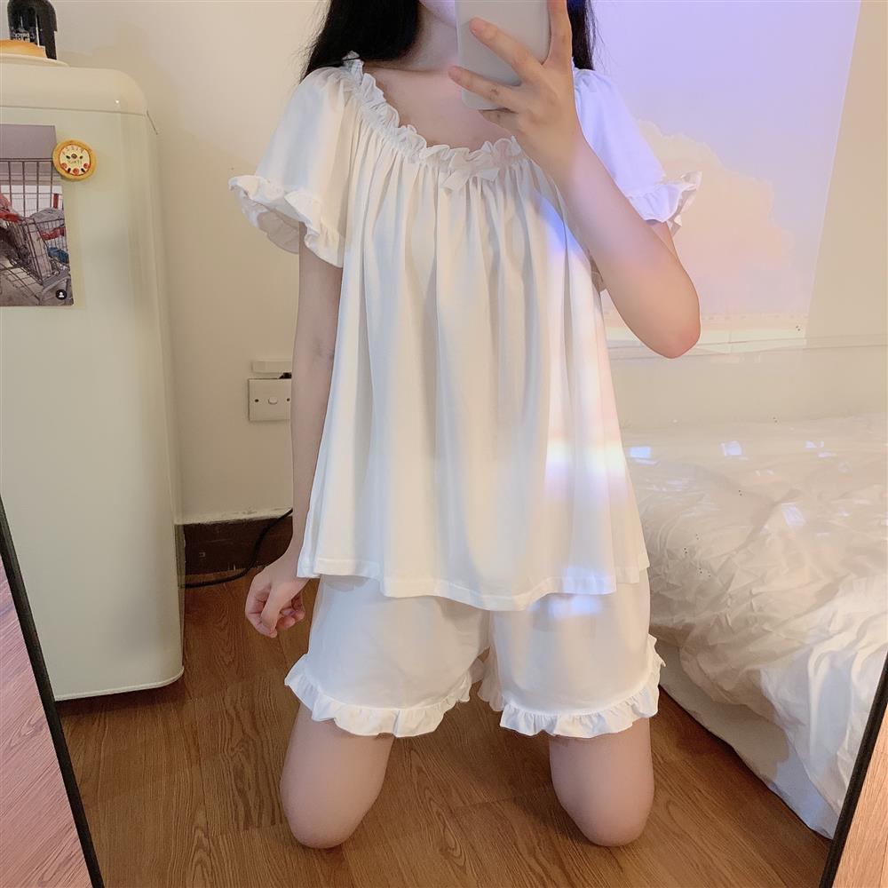 睡衣女夏2021新款日系軟妹ins風短袖短褲套裝可外穿公主風家居服