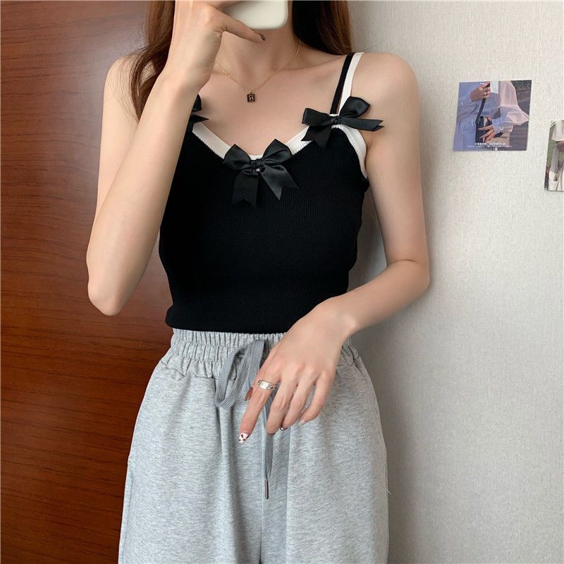 Summer design sense all-match girl camisole small vest women's short style inner wear slim fit western style top outer wear trendy