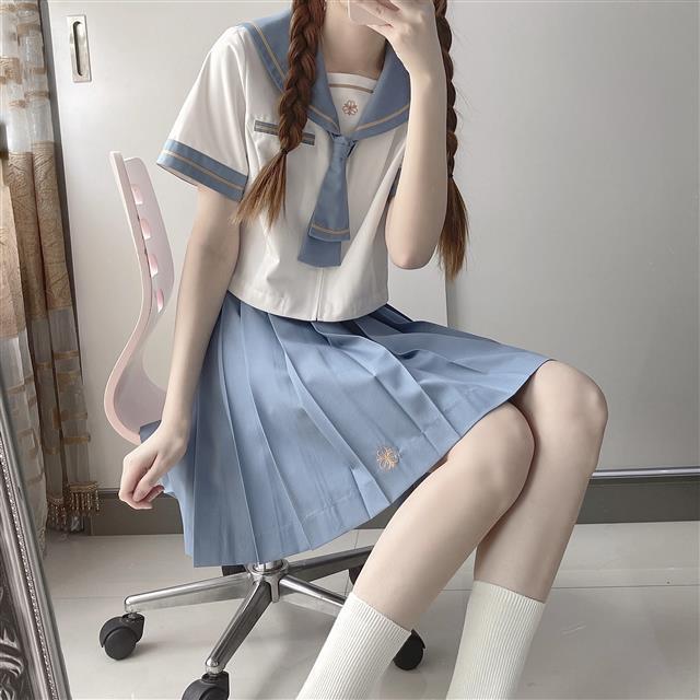 Jk原创桜时川水手服女学生夏服短袖jk制服套装日系百褶裙正统 虎窝拼