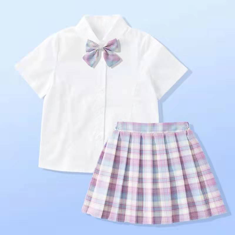JK Children's Short-sleeved Genuine Uniform Girls College Style Costume Suit Elementary School Children's Autumn Pleated Skirt
