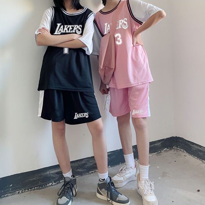 Team class uniforms can be customized pink new basketball uniforms sports suit three-piece student leisure sports two-piece suit