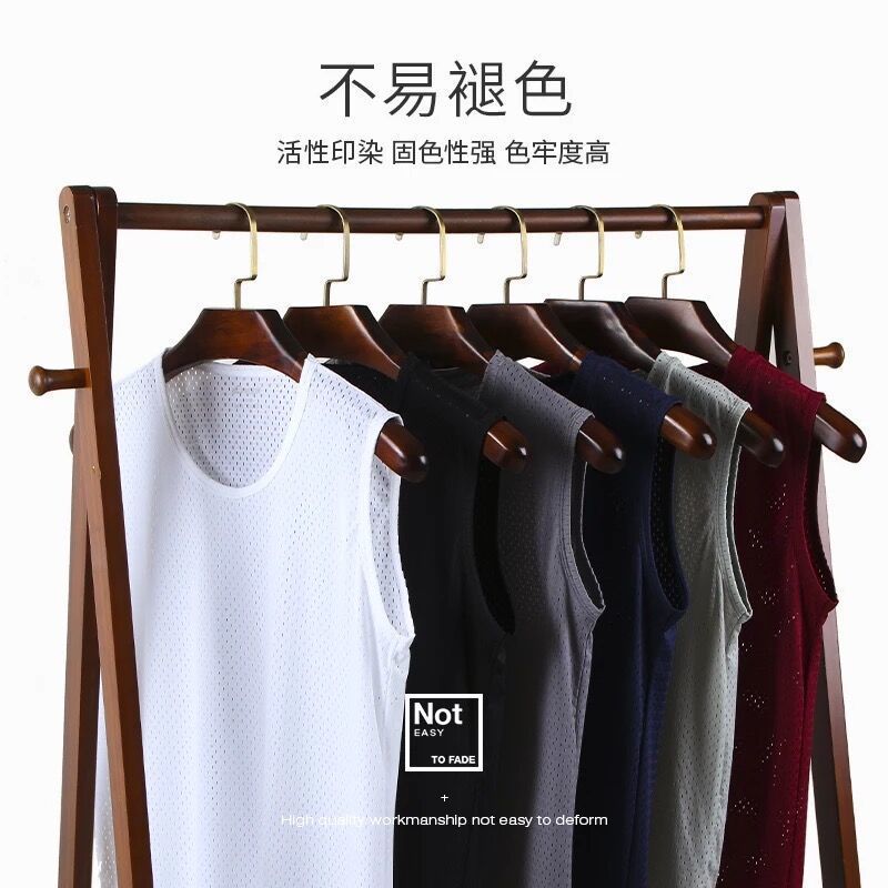 [1-2 pieces] Mesh vest men's summer T-shirt ice silk sports quick-drying wide shoulder vest sleeveless empty T-shirt