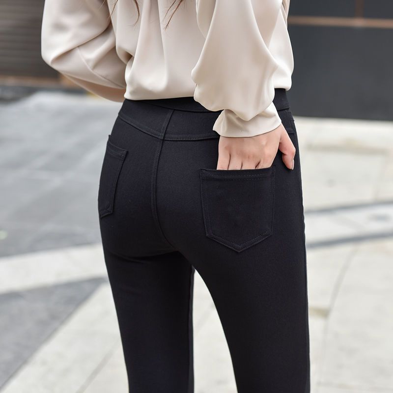 Black magic pants women's outerwear thickened 2023 new tight black pants large size leggings women's spring autumn winter