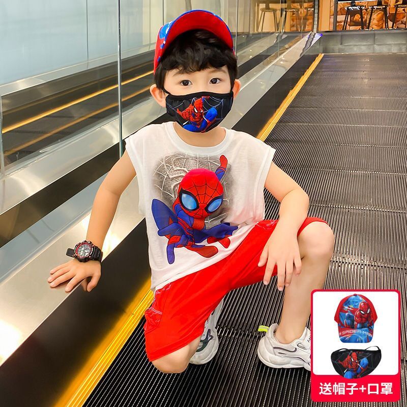 男童夏装套装2021新款中大儿童装洋帅气时髦短袖蜘蛛侠网红夏季潮