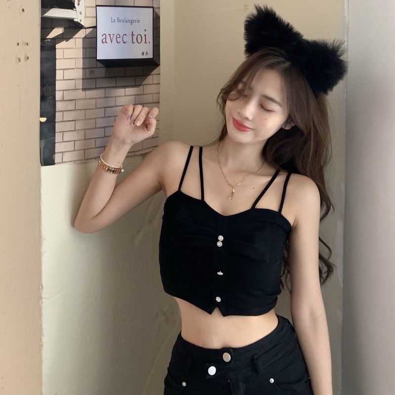  summer new design sense niche bowknot inner and outer wear short camisole hot girl top women's clothing