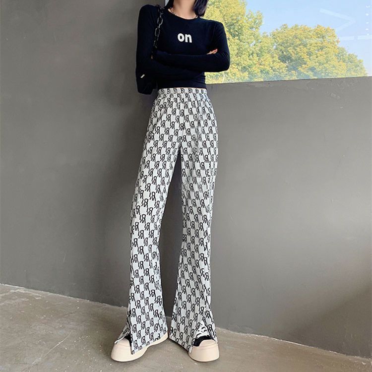 Pants women's loose and versatile fashion wide leg pants  spring and summer new high waist drop bell pants fried Street pants