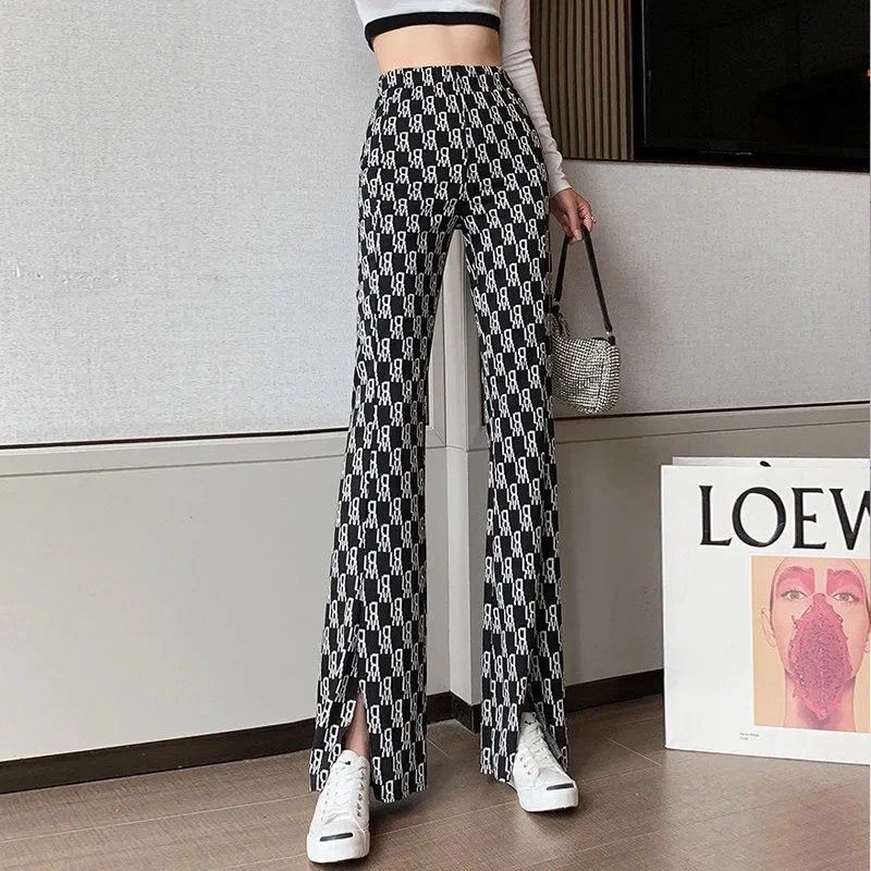 Pants women's loose and versatile fashion wide leg pants  spring and summer new high waist drop bell pants fried Street pants