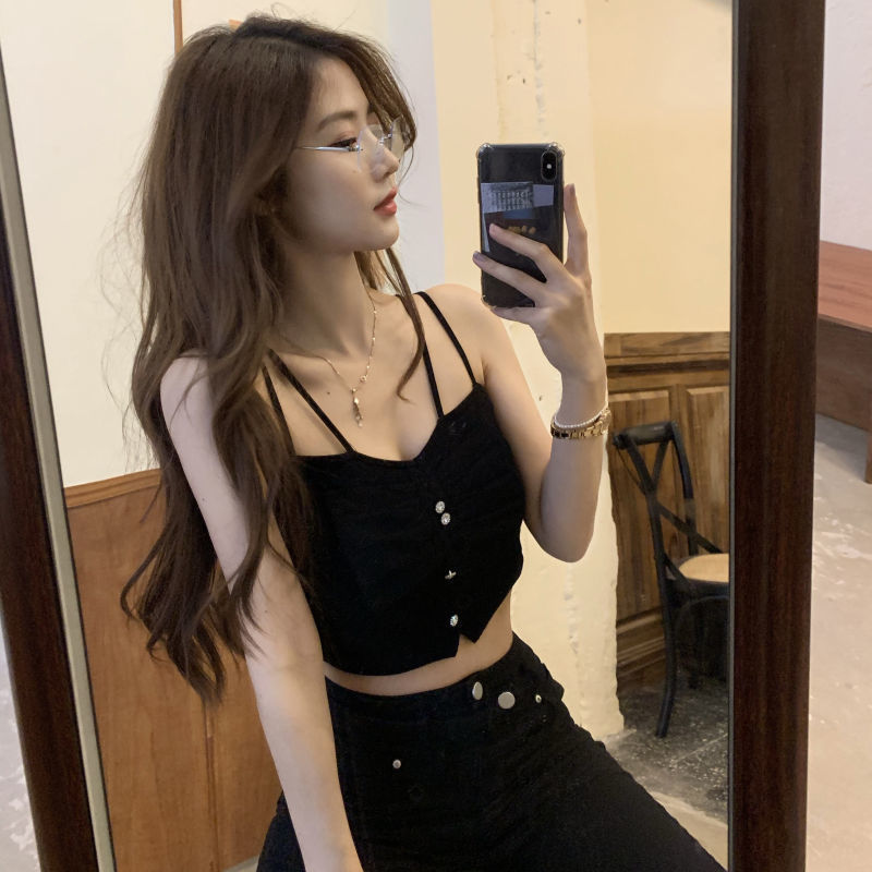  summer new design sense niche bowknot inner and outer wear short camisole hot girl top women's clothing