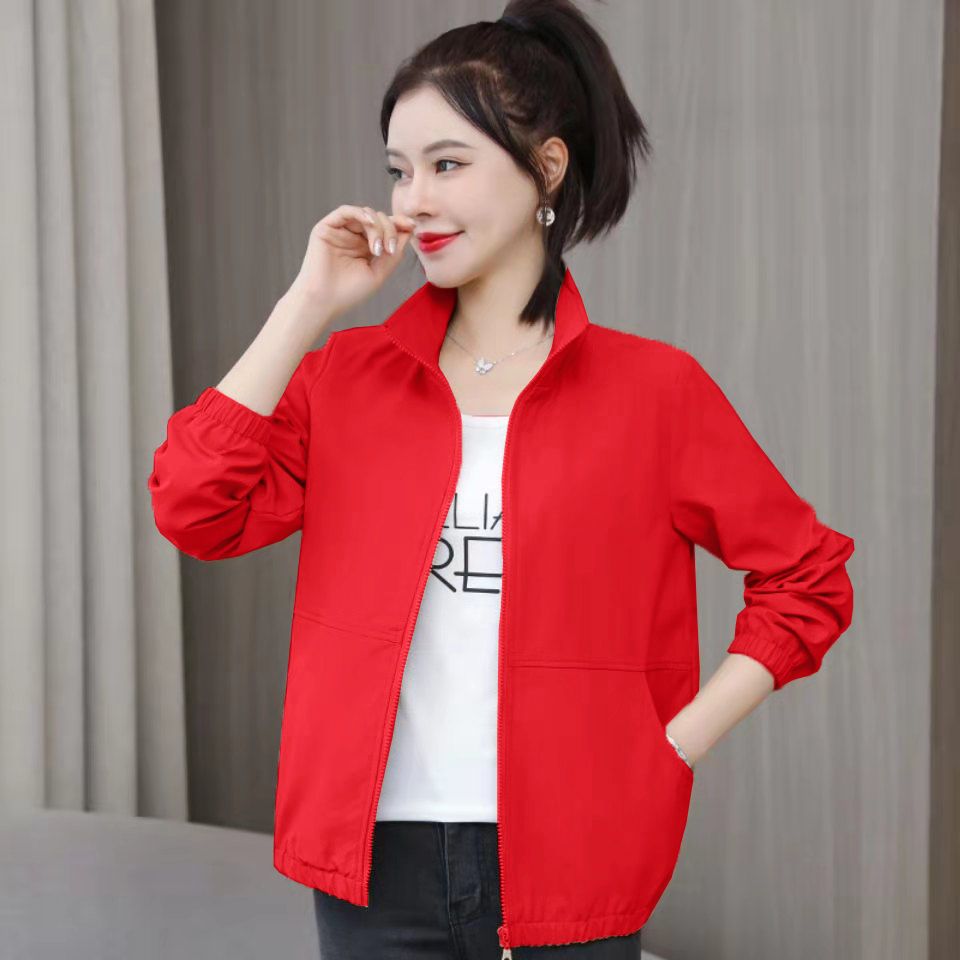 [Lined] Coat for women 2022 spring and autumn new Korean version loose and versatile stand-up collar work jacket mom fashion