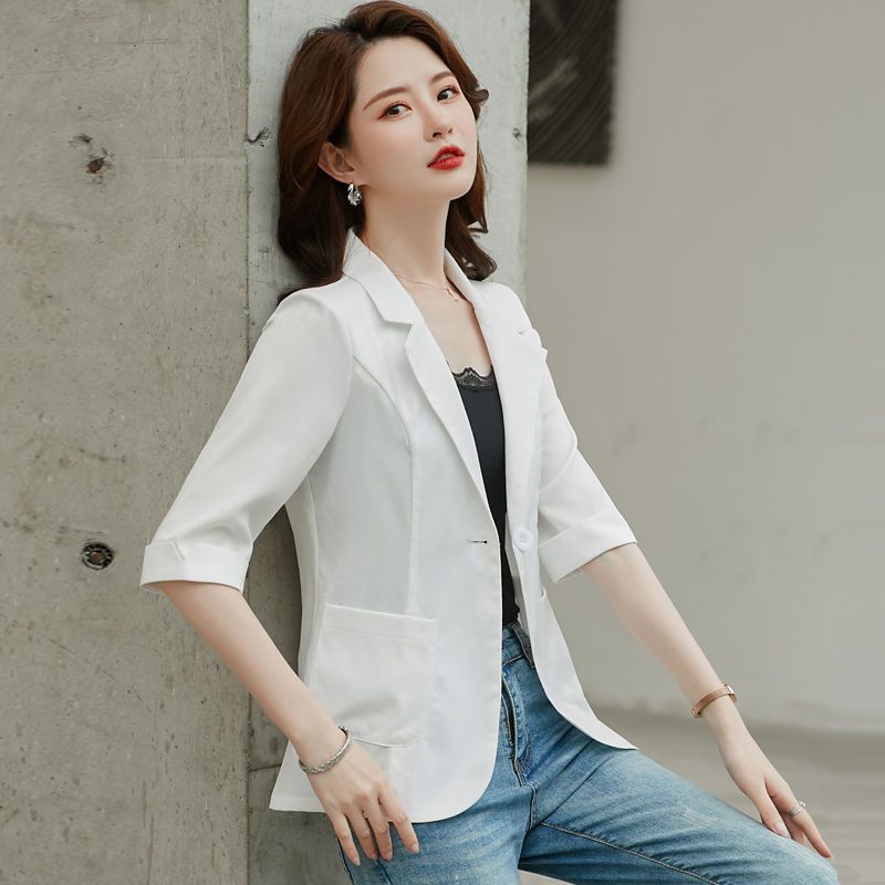 2022 summer new small suit jacket women's Korean version slim fit and slim large size three-quarter sleeve casual sun protection clothing top