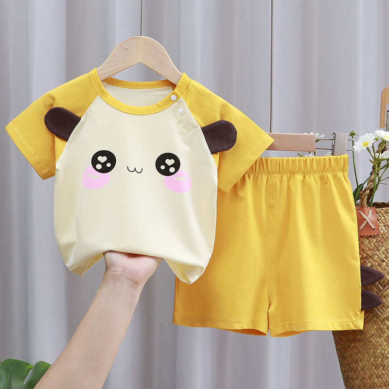 夏季婴儿宝宝短袖套装小童纯棉半袖t恤男童新款女童洋气夏装衣服