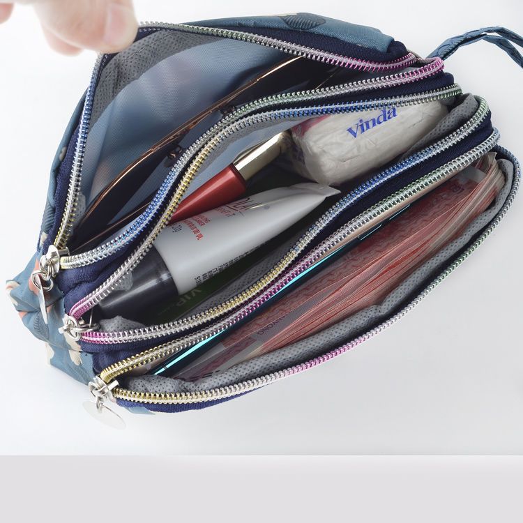 三拉链布包女包大容量手拿包日韩印花手机包休闲手挽包零钱小包袋