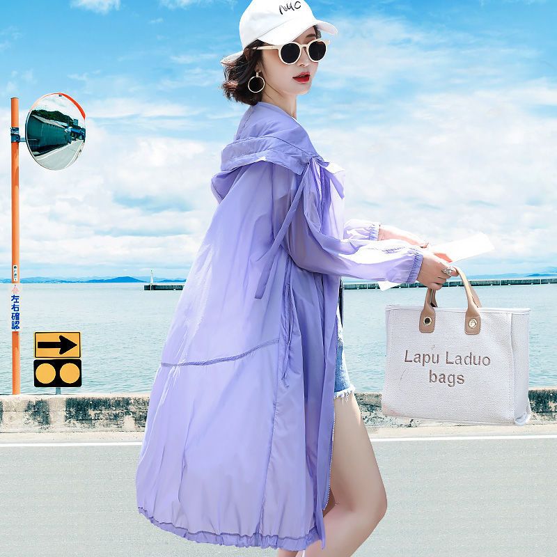Sunscreen clothing women's long-sleeved windbreaker mid-length 2023 new Korean version all-match breathable summer thin foreign style sunscreen clothing