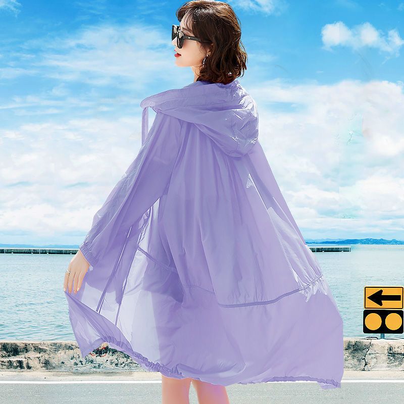 Sunscreen clothing women's long-sleeved windbreaker mid-length 2023 new Korean version all-match breathable summer thin foreign style sunscreen clothing
