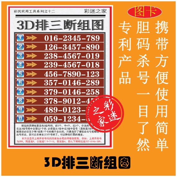 3d排三断组图,3d排三绝杀三码彩民必备工具