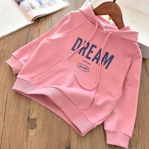 Girls' spring and autumn thin Hoodie 2022 new middle school and university children's bottoming top loose foreign style children's jacket