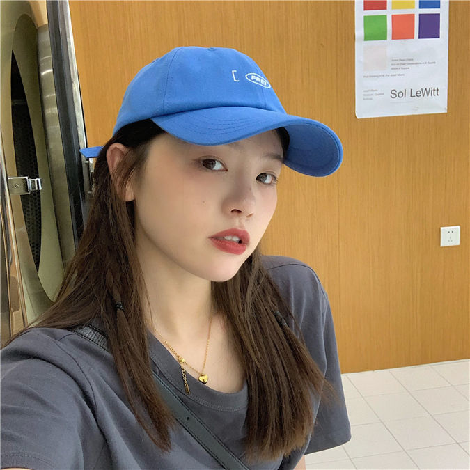 Yuanqi candy color ins letter soft top spring and summer men's baseball hat female all-match simple street sunshade cap