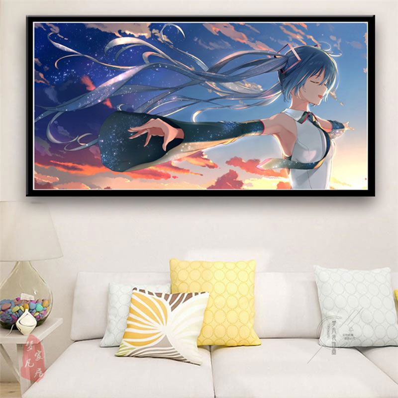 钻石绣2021新款初音未来砖石贴钻画客厅卧室卡通动漫十字绣钻石画