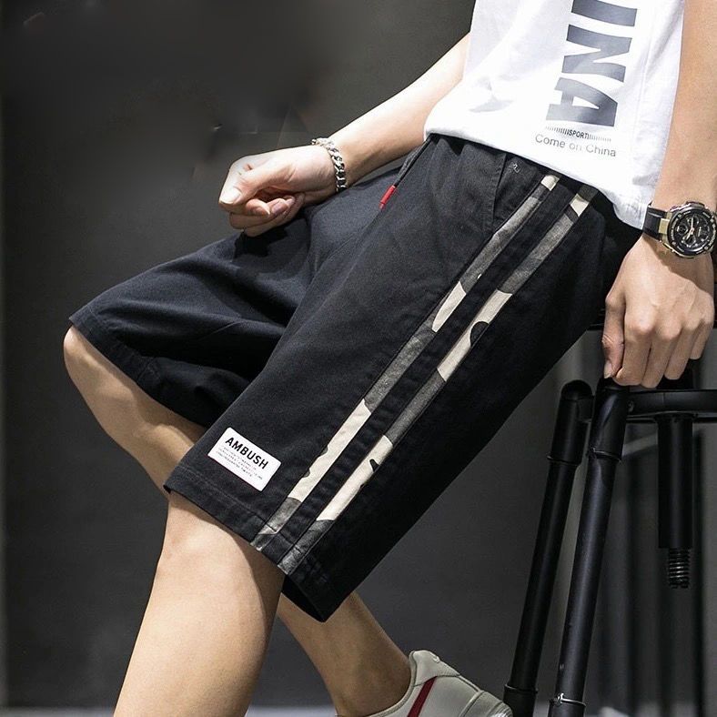 Shorts men's summer trend casual sports beach cropped breeches ins trendy brand camouflage tooling five-point pants