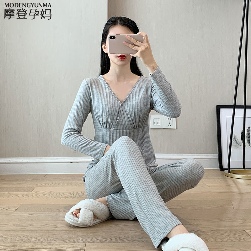 月子服夏季薄款产后月子喂奶家居服套装春秋季哺乳衣套装孕妇睡衣