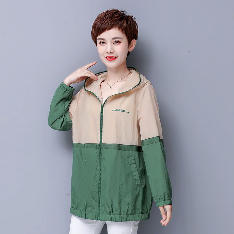 Large size sun protection clothing for women new middle-aged mother summer hooded loose casual sun protection clothing anti-UV thin coat