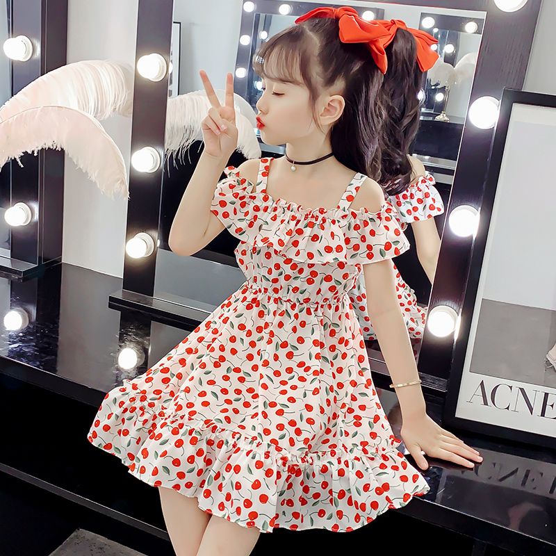 女童夏裝雪紡連衣裙2023新款女孩洋氣網紅碎花裙子兒童夏季公主裙