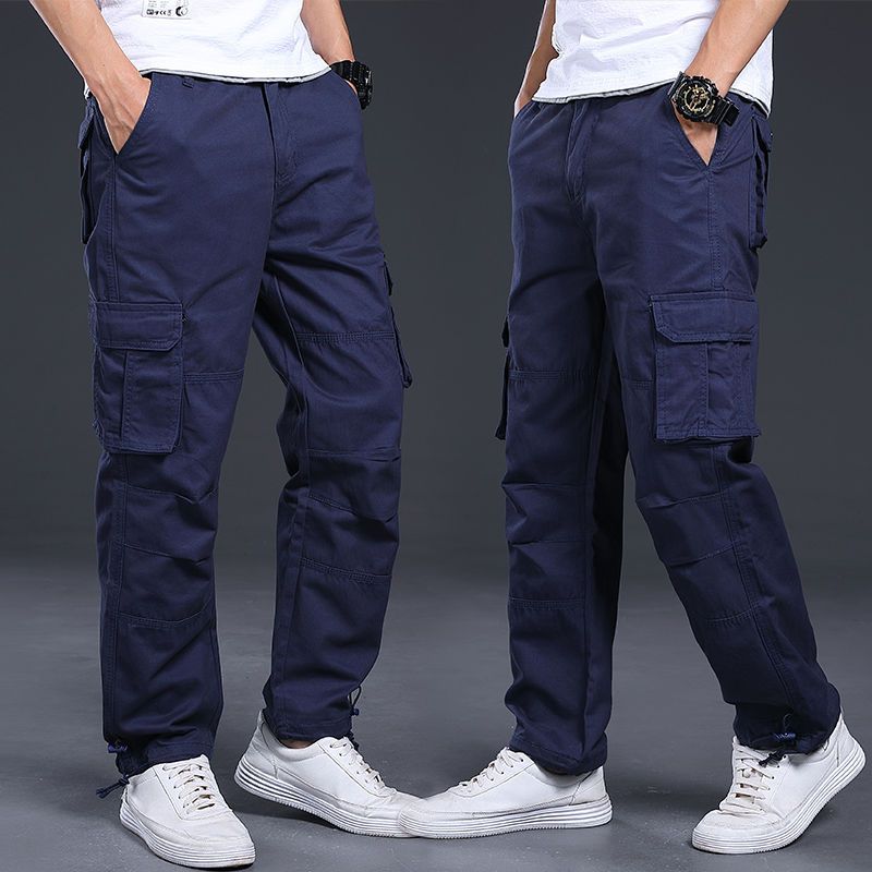 Pure cotton anti-scalding welder work pants men's labor insurance wear-resistant loose straight-leg pants thickened worker's autumn and winter overalls