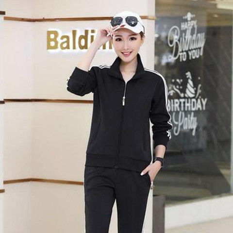 Sweatpants men's sports suit two-piece set three-bar sweater Korean version ins color matching coat men's spring and autumn style women's fashion