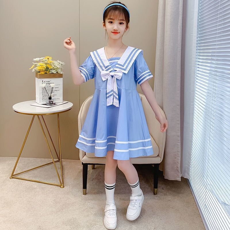 女童夏装连衣裙2022新款韩版中大儿童网红学院风中小学生裙子