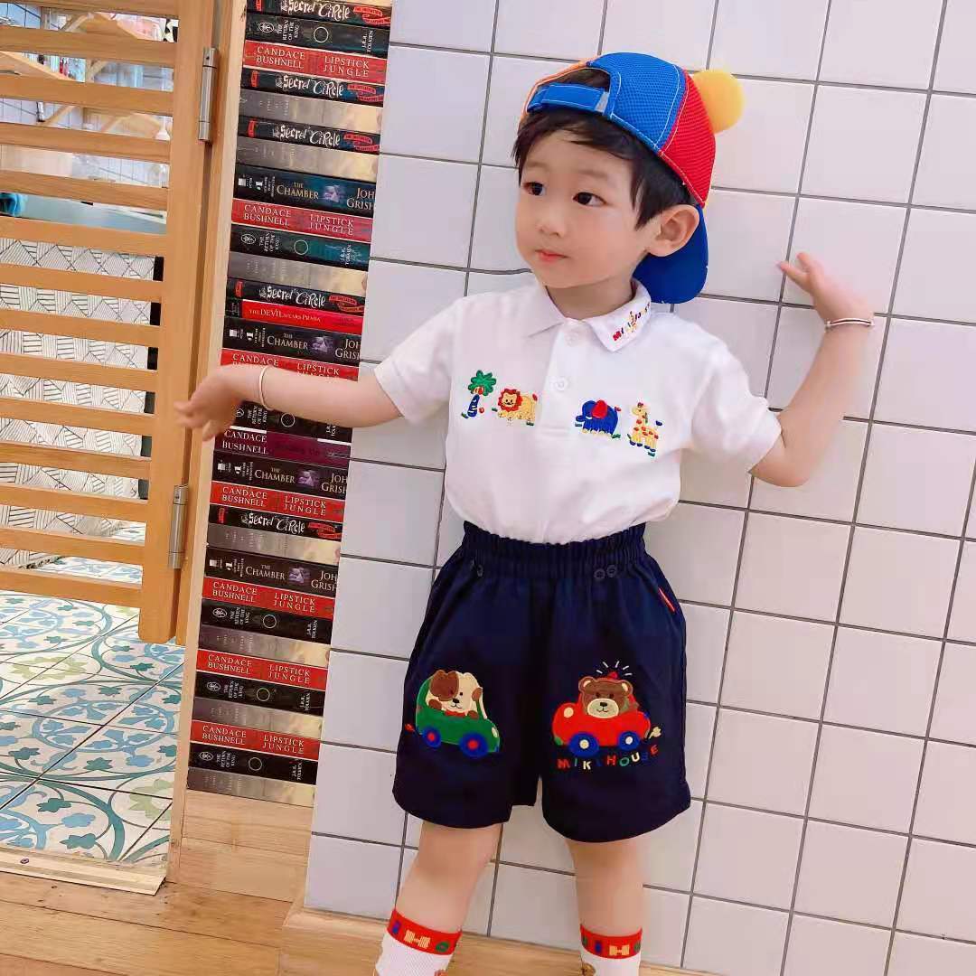 Children's suit male baby cotton short-sleeved T-shirt shorts two-piece suit summer 2022 new small and medium-sized children's clothes trend