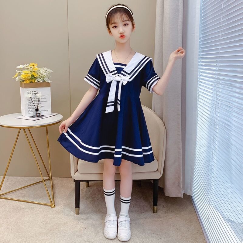 女童夏装连衣裙2022新款韩版中大儿童网红学院风中小学生裙子