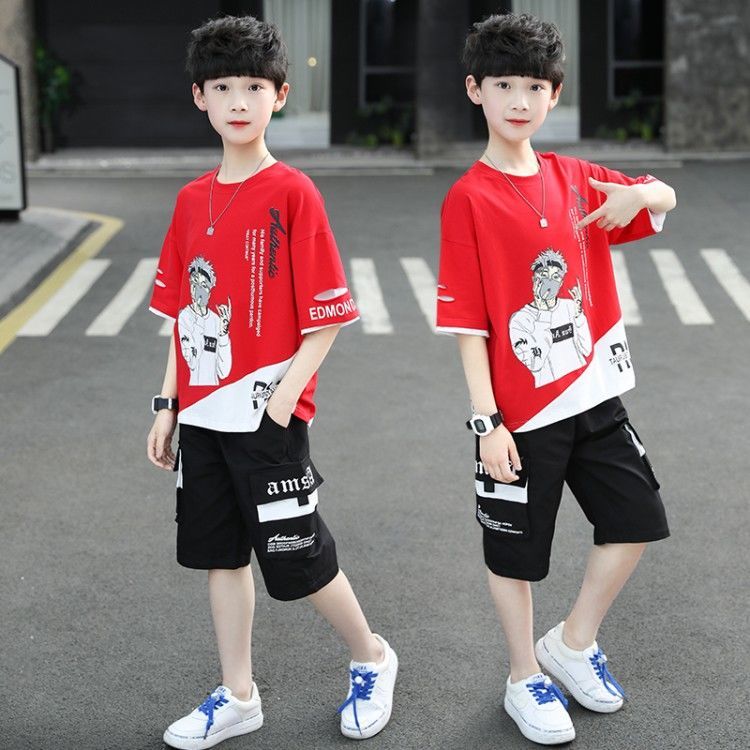 儿童装男童夏装套装2021新款中大童韩版潮短袖夏季男孩洋气两件套
