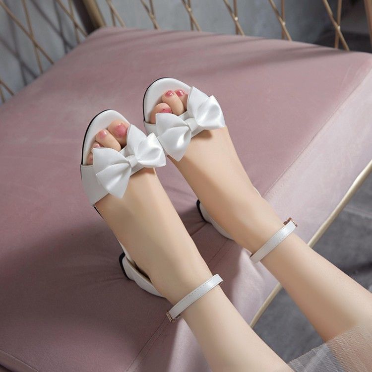 中大童凉鞋2022夏季新款韩版女童小女孩时尚公主高跟蝴蝶结儿童鞋