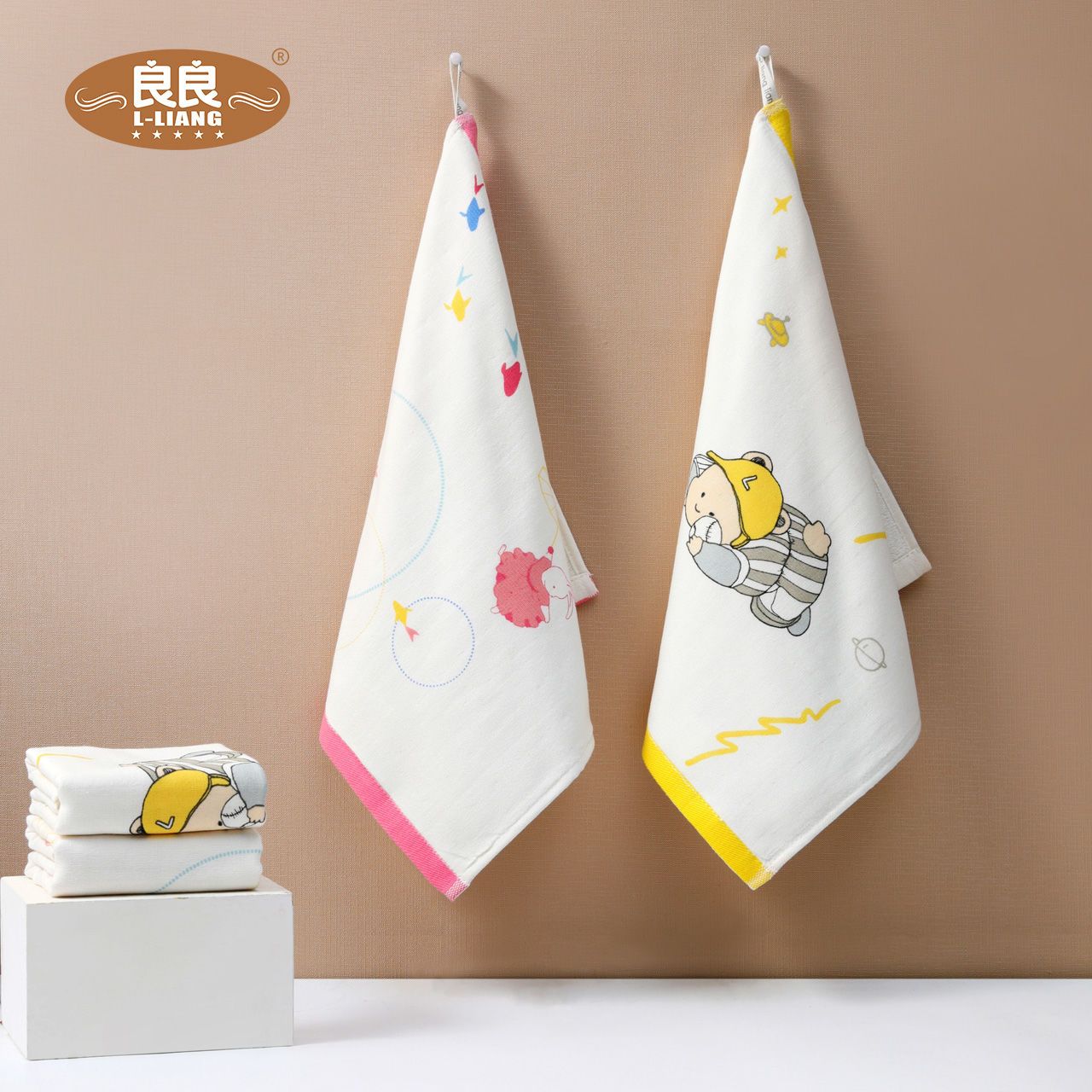37778-良良 儿童毛巾 纯棉柔软婴儿专用幼儿园小方巾口水巾洗脸毛巾-详情图