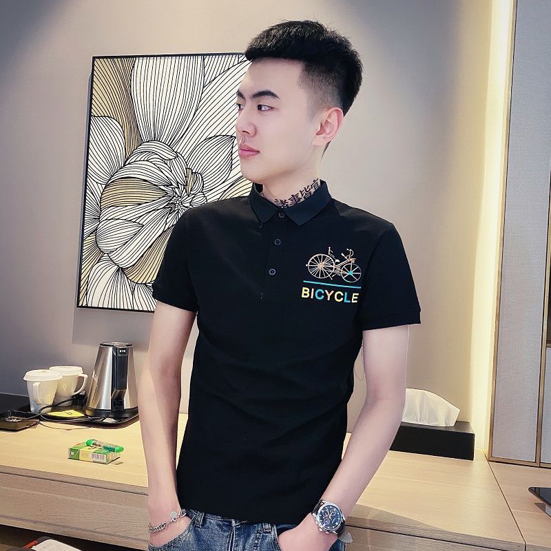 精神小伙polo衫男翻领潮牌2021夏季新款上衣服超火ins男士短袖t恤