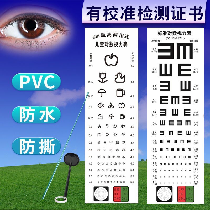 视力表挂图标准儿童家用国际医用E字成人测近视眼睛防水对数表