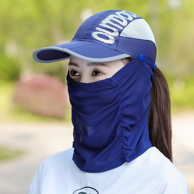 折叠太阳帽防晒帽子女夏天遮脸防紫外线骑车遮阳帽户外速干面纱凉