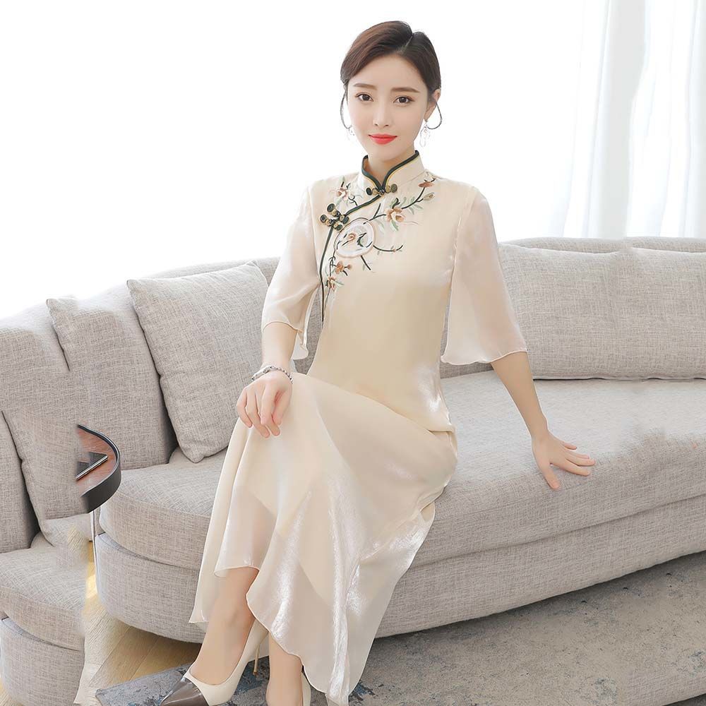2023新款旗袍現代中國風女裝日常可穿年輕款春夏季今年流行裙子女
