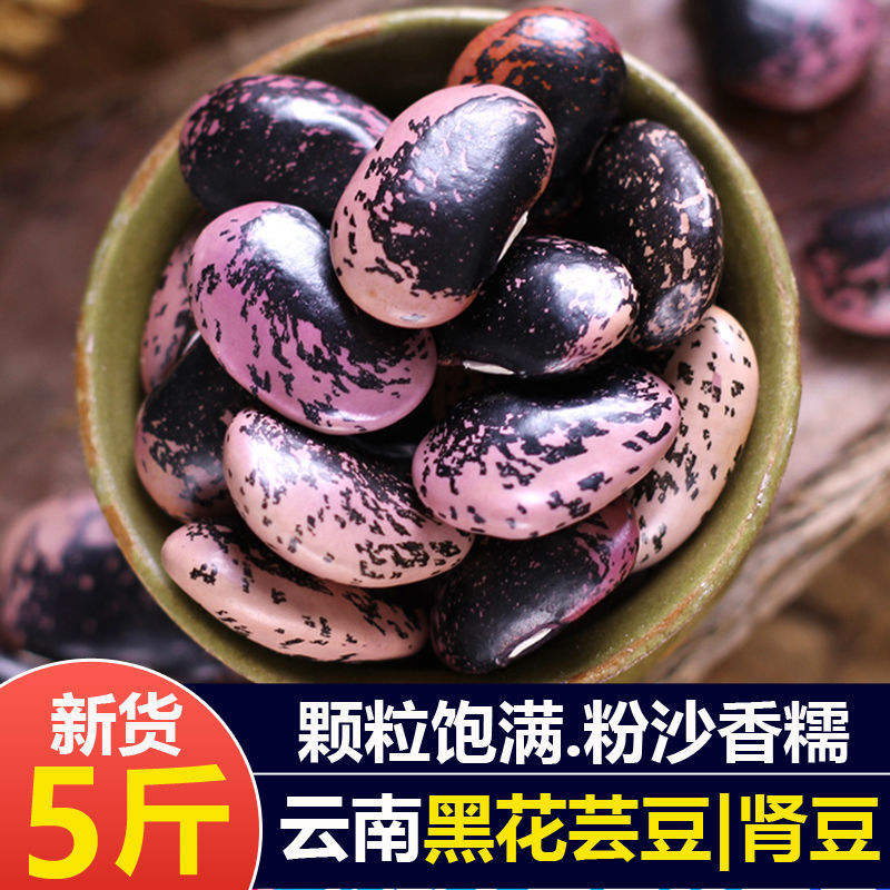 黑花芸豆5斤新货云南农家黑芸豆大花芸豆云豆大豆类杂粮250g批发 虎窝拼