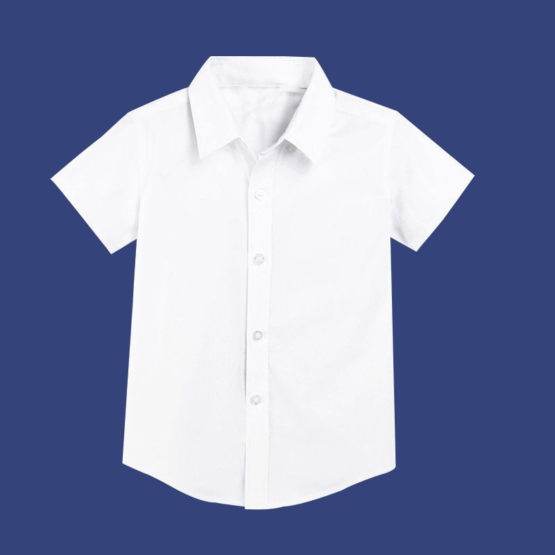 Summer children's short-sleeved pure white shirt boys and girls white shirt thin section medium and large children's school uniform performance clothing