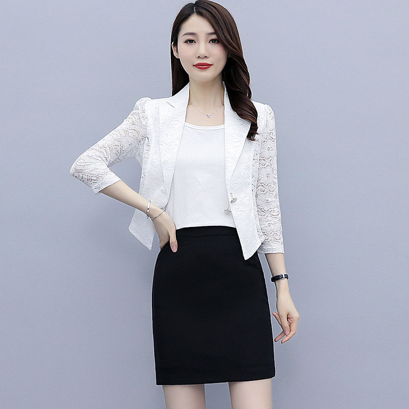 2021 women's lace small suit small jacket spring and summer women's lace short air-conditioned cardigan waistcoat ultra-thin outer suit