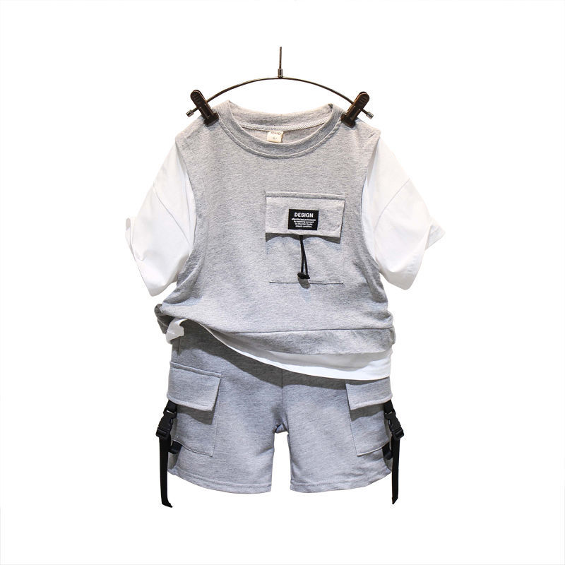 Trendy children's clothing boy summer suit  new summer small children handsome baby summer short-sleeved clothes